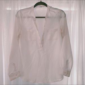Sheer white button up blouse
